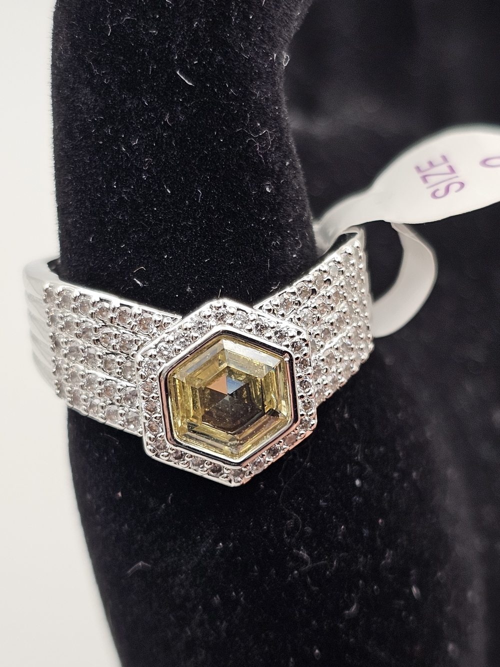 NEW Bomb Party OG Ring "Make My Night" Size 9 Gorgeous Lemon CZ on Rhodium $124